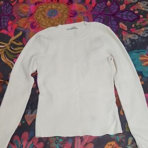 Abercrombie & Fitch Cream Ribbed Long Sleeve Top